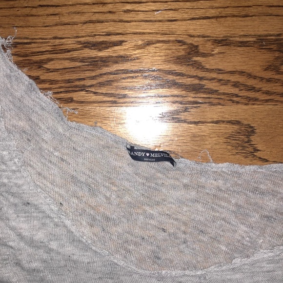 Gray Brandy Melville raw edge tee - Picture 4 of 5